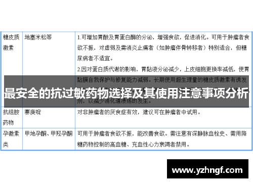 最安全的抗过敏药物选择及其使用注意事项分析